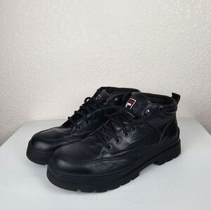 *RARE* Vtg 90s-2000s FILA Low Boots/ Black Leather/ Womens Size 6 1/2 (US)